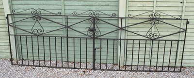 Lot 749 - Pair of black painted wrought iron gates