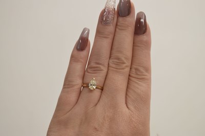 Lot 5 - Pale yellow diamond solitaire 18ct rose gold ring