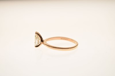 Lot 5 - Pale yellow diamond solitaire 18ct rose gold ring