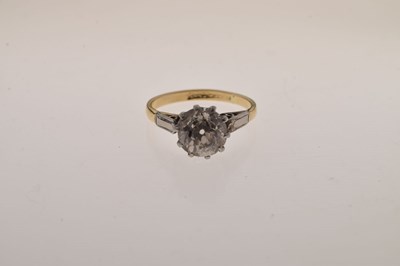 Lot 4 - Diamond solitaire 18ct yellow gold and platinum set ring