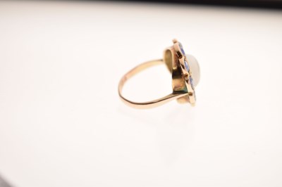 Lot 23 - Moonstone and sapphire 9ct gold cluster ring