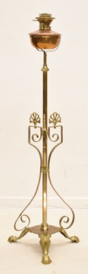 Lot 382 - Early 20th century brass and copper telescopic standard lamp