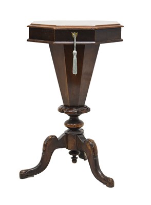 Lot 710 - Victorian figured walnut octagonal top work table