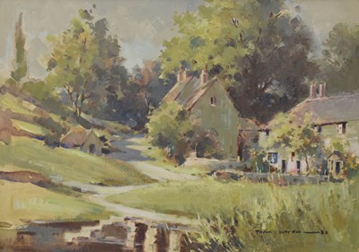 Lot 580 - Frank Duffield (1901-1982) - Oil on board - Rural Cotswold landscape