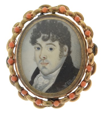 Lot 478 - 19th century painted ivory portrait miniature signed 'W. Pelham'