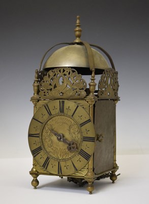 Lot 414 - Ex Barrington Court - William III brass lantern clock - Joseph Norris, Abingdon c. 1695