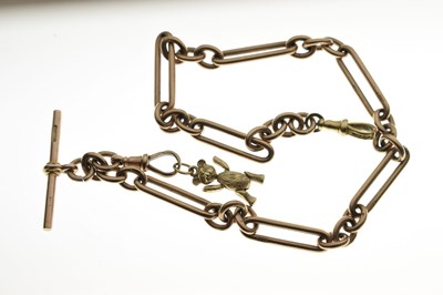 Lot 32 - 9ct gold watch Albert chain with teddy charm