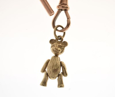 Lot 32 - 9ct gold watch Albert chain with teddy charm