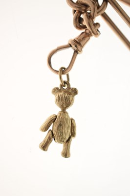 Lot 32 - 9ct gold watch Albert chain with teddy charm