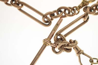 Lot 32 - 9ct gold watch Albert chain with teddy charm