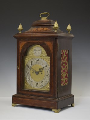 Lot 535 - Bennett of London - Late Victorian inlaid mahogany twin fusee bracket clock