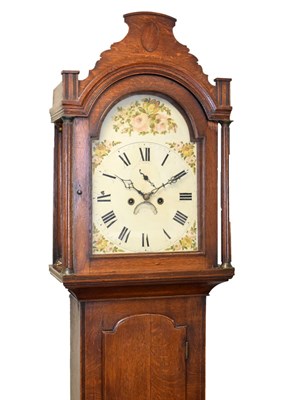 Lot 374 - Early 19th Century oak-cased 8-day painted dial longcase clock