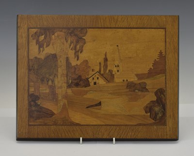 Lot 230 - Marquetry panel, in the style of Rowley Gallery