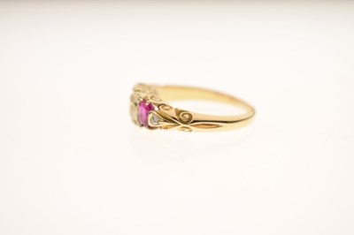 Lot 20 - Late 19th century diamond and ruby 18ct yellow gold ring
