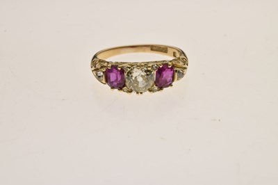 Lot 20 - Late 19th century diamond and ruby 18ct yellow gold ring