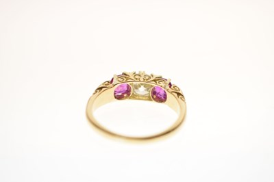 Lot 20 - Late 19th century diamond and ruby 18ct yellow gold ring