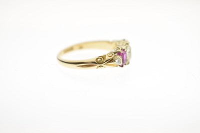 Lot 20 - Late 19th century diamond and ruby 18ct yellow gold ring