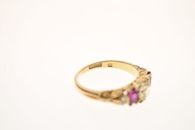 Lot 20 - Late 19th century diamond and ruby 18ct yellow gold ring