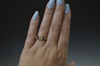 Lot 20 - Late 19th century diamond and ruby 18ct yellow gold ring
