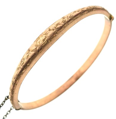 Lot 170 - Edwardian 9ct rose gold hinged bangle