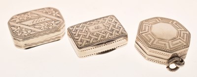 Lot 278 - Two Georgian vinaigrettes together with a William IV silver vinaigrette