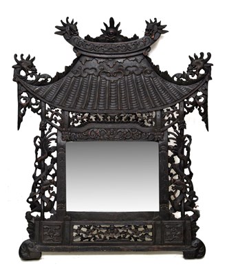 Lot 283 - Late 19th or early 20th century chinoiserie wall mirror