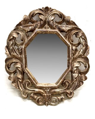 Lot 284 - Late 18th century Continental silvered wall mirror