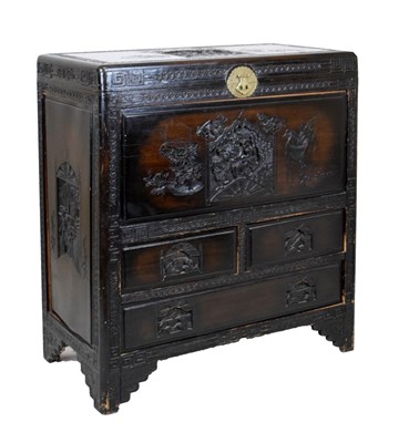 Lot 763 - Chinese carved side cabinet