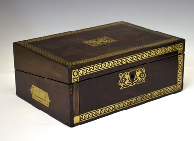 Lot 293 - Victorian rosewood and brass inlaid box