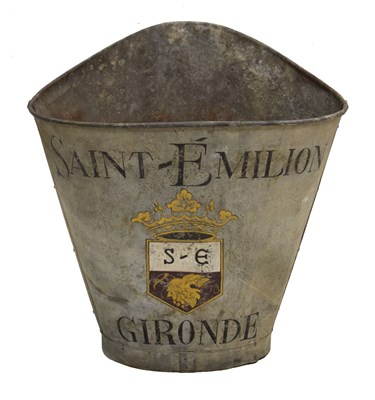 Lot 434 - Early 20th century French galvanised metal wine grape Hod or Hotte