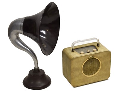 Lot 297 - Early 20th century free standing horn loudspeaker, etc