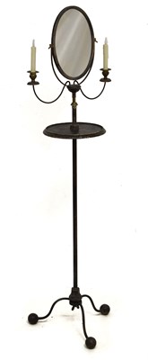 Lot 440 - 19th century black lacquered and parcel gilt tole shaving stand