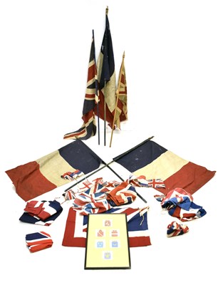 Lot 443 - Three French Tricolour flags, etc