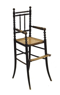 Lot 310 - Victorian bobbin turned and ebonised child's high chair