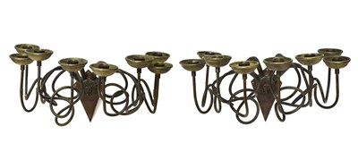 Lot 449 - Pair of 'Medusa' bronze eight light wall sconces