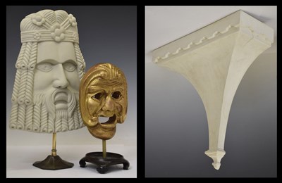 Lot 321 - Wooden carved and painted mask, etc