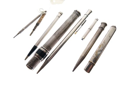 Lot 230 - Quantity of silver, plated and WM pencils, tooth picks etc