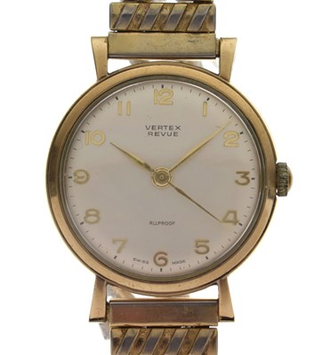 Lot 223 - Vertex Revue - 1960s 9ct gold cased bracelet watch