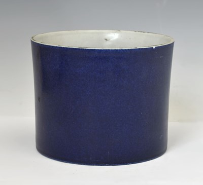 Lot 555 - Chinese porcelain powder blue glazed bitong or brush pot