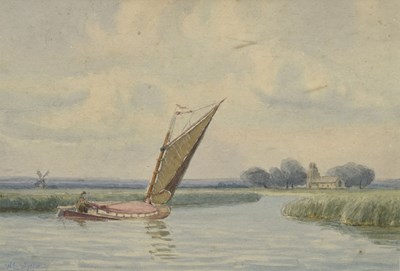 Lot 279 - William Lionel Wyllie (British, 1851-1931) - Watercolour - River scene