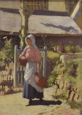 Lot 285 - Ralph Todd (British, 1856-1932) - Oil on panel - 'With Pitchers To The Well'