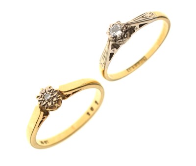 Lot 52 - Two diamond solitaire rings