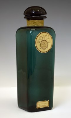 Lot 300 - Vintage Hermes Eau de Cologne green glass bottle and stopper