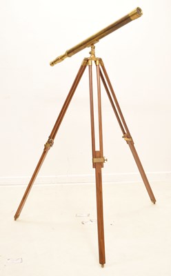 Lot 417 - Nauticalia reproduction brass telescope and tripod stand