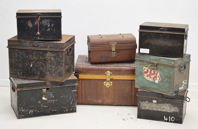 Lot 373 - Group of black painted and other metal deed boxes