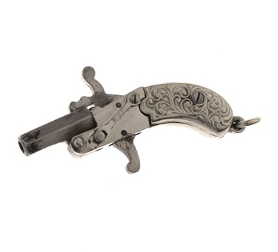 Lot 449 - Early 20th century silver plated miniature pistol modelled as a flintlock pistol