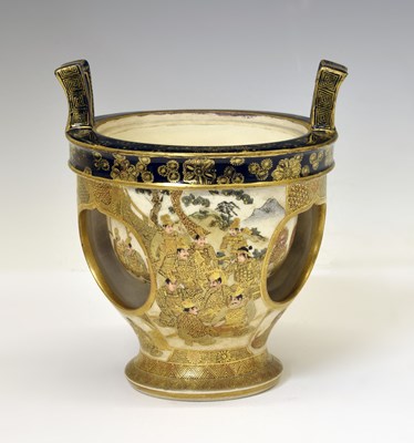 Lot 567 - Japanese Satsuma porcelain double walled koro