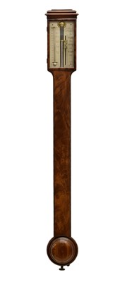 Lot 465 - Dolland, London - Late George III figured mahogany stick barometer