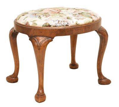 Lot 721 - Georgian-style walnut oval stool