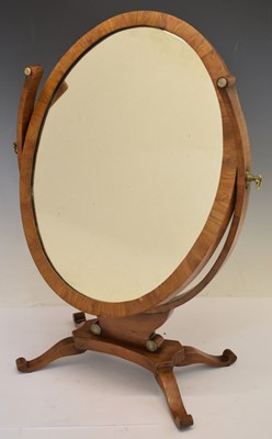 Lot 693 - Georgian-style oval yew wood dressing mirror